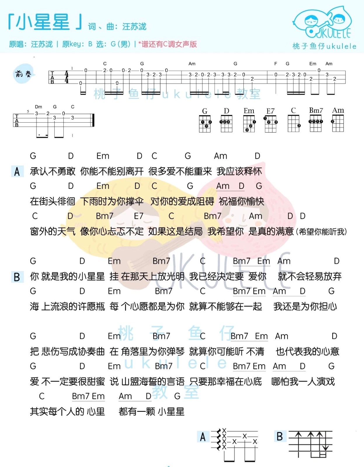 小星星 尤克里里曲谱图片分享下载