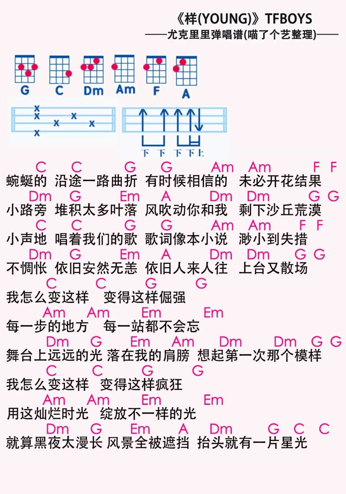tfboys曲谱合集十二young一起ukulele尤克里里