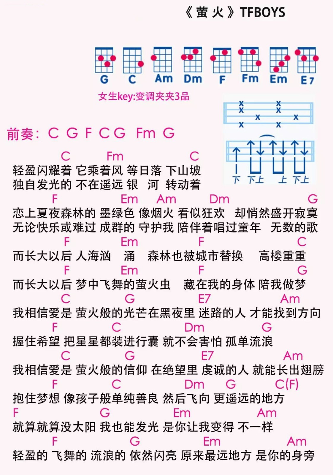 tfboys曲谱合集十四萤火尤克里里弹唱谱一起ukulele尤克里里