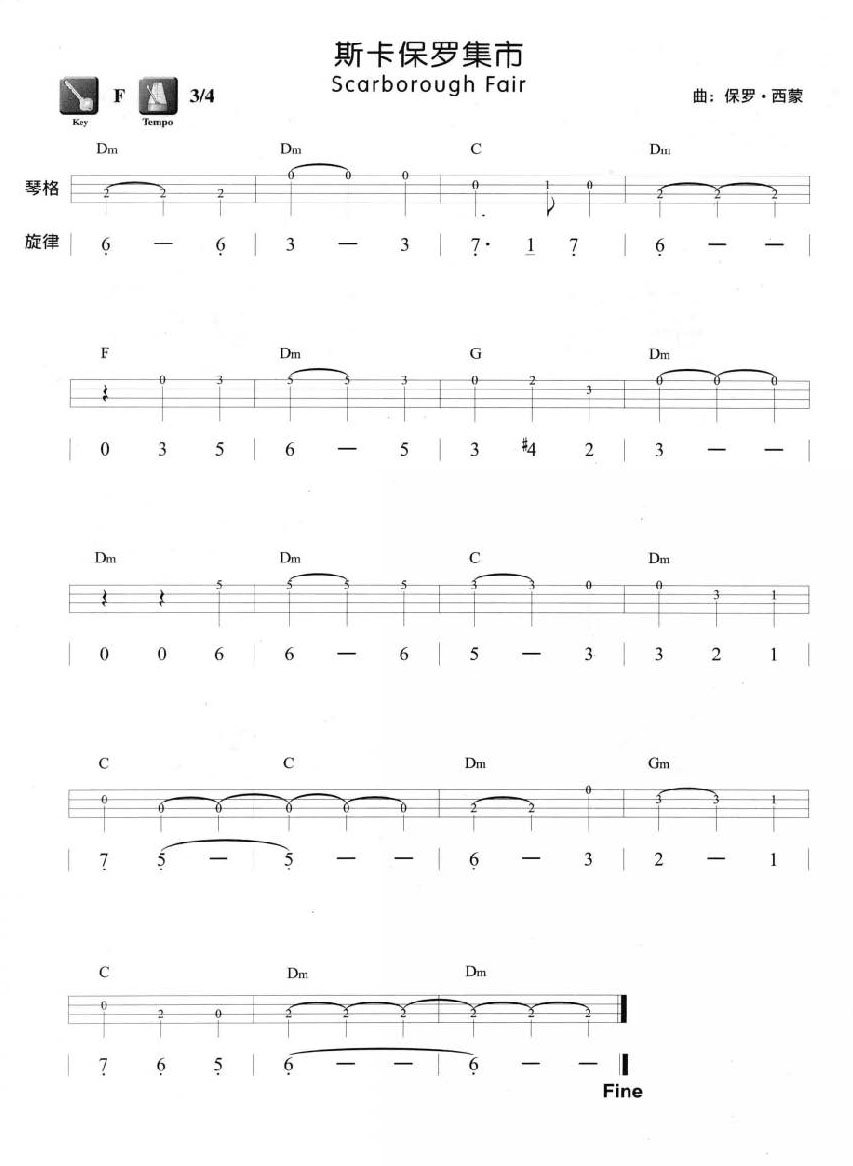 斯卡布罗集市二胡简谱_英国民歌 斯卡布罗集市 简谱(3)